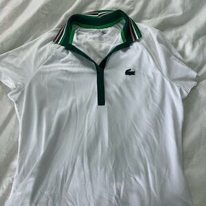 Lacoste Woman’s Polo Shirt in White with Green Trim